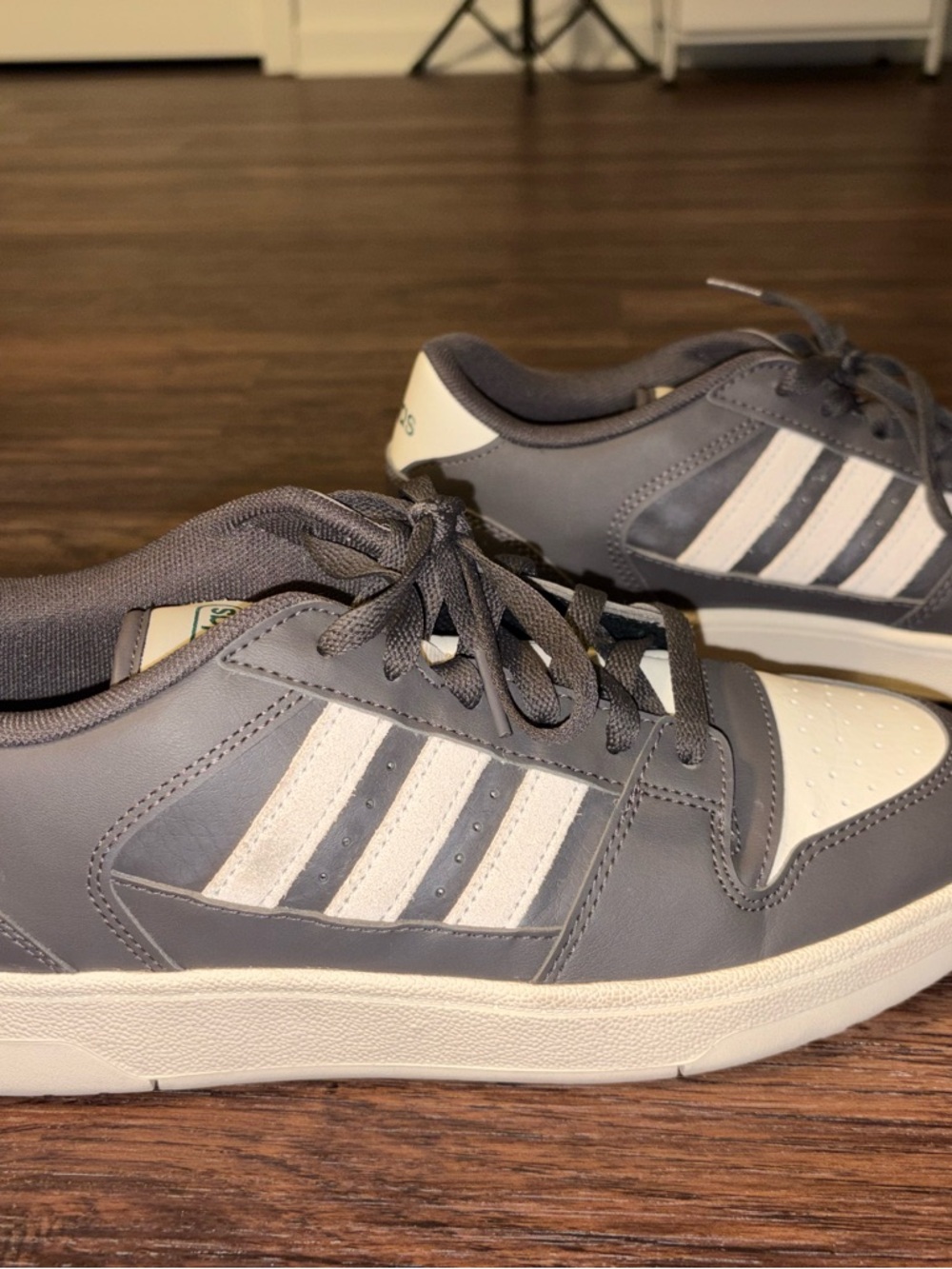 adidas Grey and White Low-Top Tennis Sneakers
